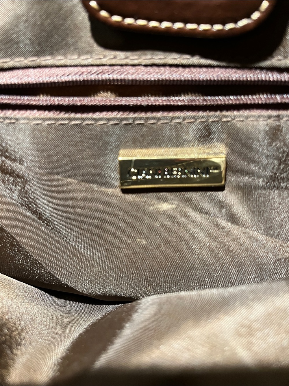 Giani Bernini Brown Interior Shoulder Bag with Gold-Tone Plaque